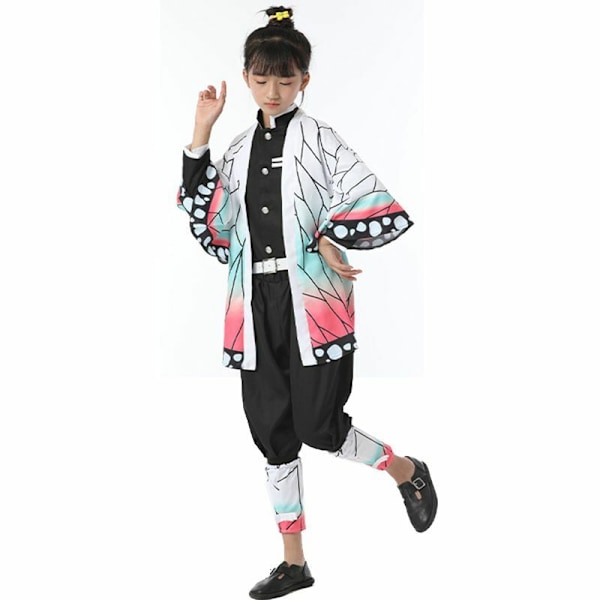 Demon Slayer Cosplay Kostym Barn Flickor Pojkar Kimetsu No Yaiba Nez o Kläder Red XS