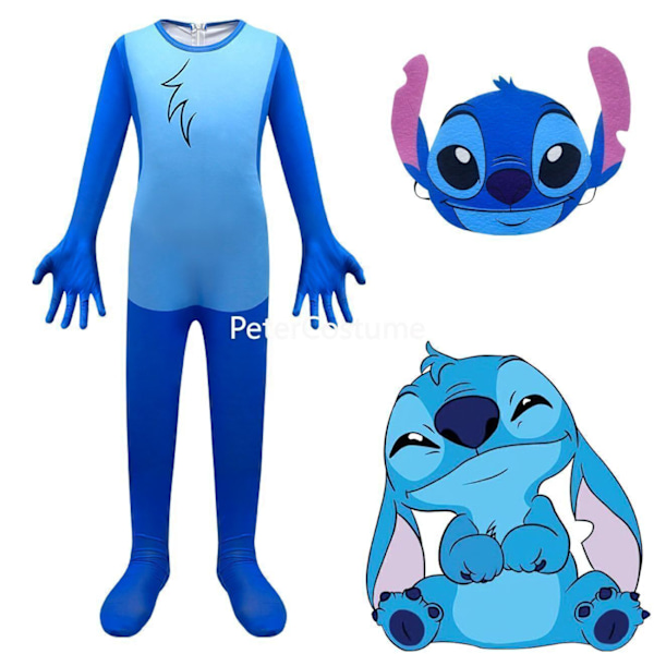 💎💎Stitch-dräkt för barn Flickor Lilo Party Cosplay Klänning Pojkar Stitch Jumpsuit NY Red 130