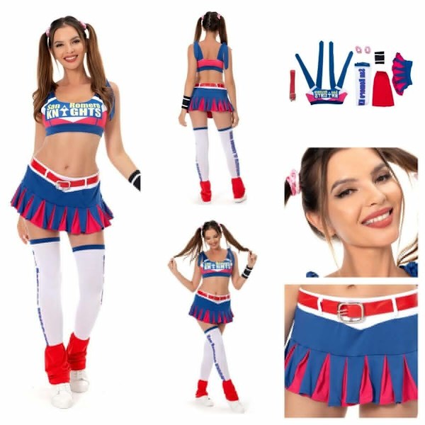 Lollipop Chainsaw: Juliet Starling Cheerleader Cosplay Halloween Utklädningsklänning Women L