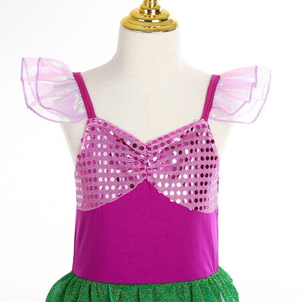 Lilla Sjöjungfrun Ariel Prinsessdräkt Barn Utklädnad Flickor Cosplay Födelsedagsfest Green Set-9pcs 2-3 Years(100cm)
