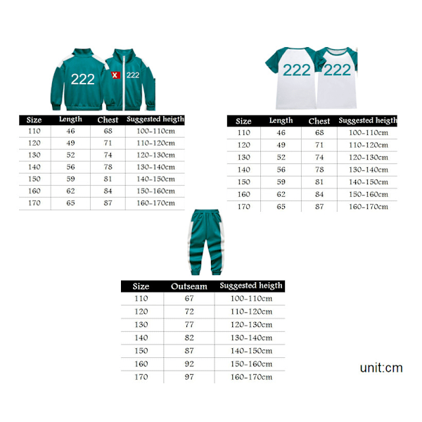 Barn Pojkar Flickor Överlevnadsspel Cosplay Uniform Tröjor Långärmade Toppar Jacka Red X001 coat + printed T+ pants 170cm