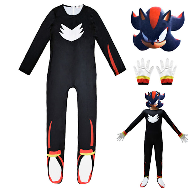 Barn Halloween Läskig Sonic The Hedgehog Jumpsuit Cosplay Kostym Maskerad 195 Red Jumpsuit+Mask+Gloves 140/8-9 Years