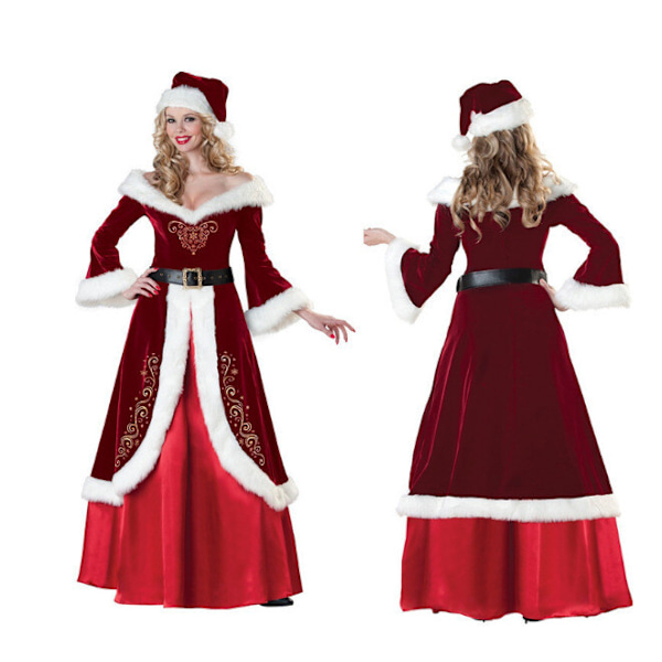 Jul Tomte Cosplay Vuxen Kostym Maskerad Party Dräkt Outfit Jul Men's clothing+beard, wig, bell 2XL