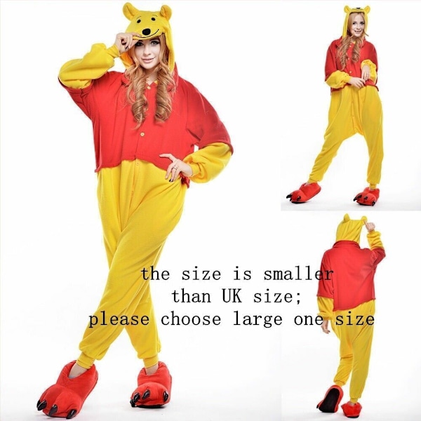 Vuxen Nalle Puh Flanell Onesie11 Unisex Cosplay Kostym Kigurumi Pyjamas Jumping tiger L(170CM-180CM)