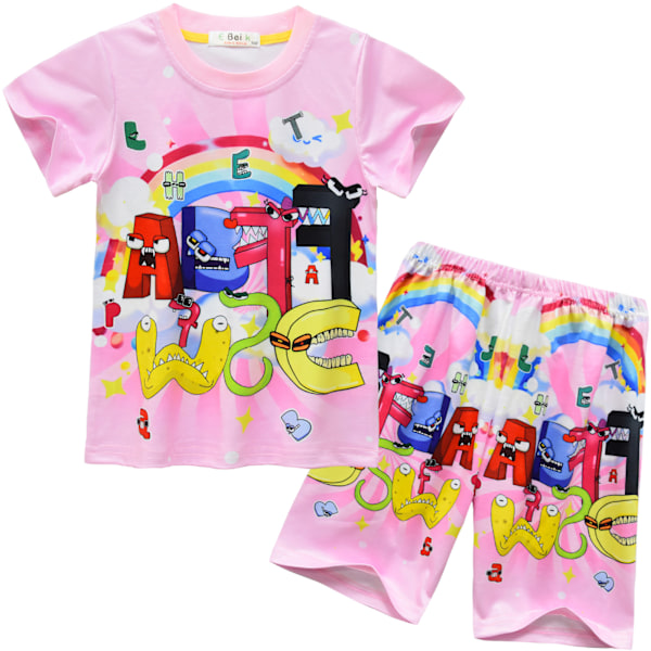 Alphabet lore Cosplay Pyjamas Set Flickor Kortärmad T-shirt+Shorts Set #91059 110cm/4-5Y