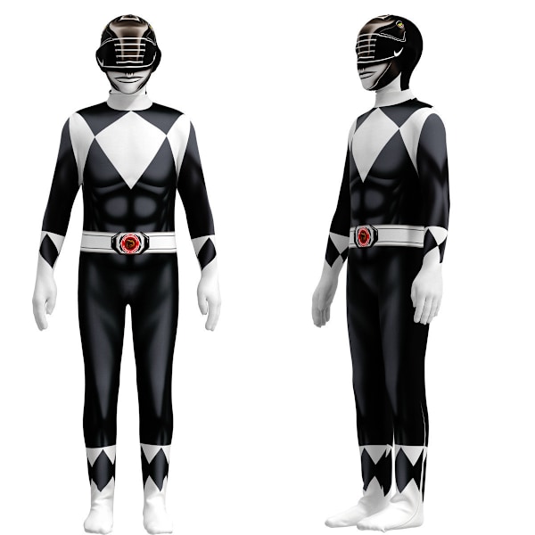 Power Ranger Vuxen Jumpsuits Cosplay Party Kostym Halloween Födelsedagspresent Barn black 150