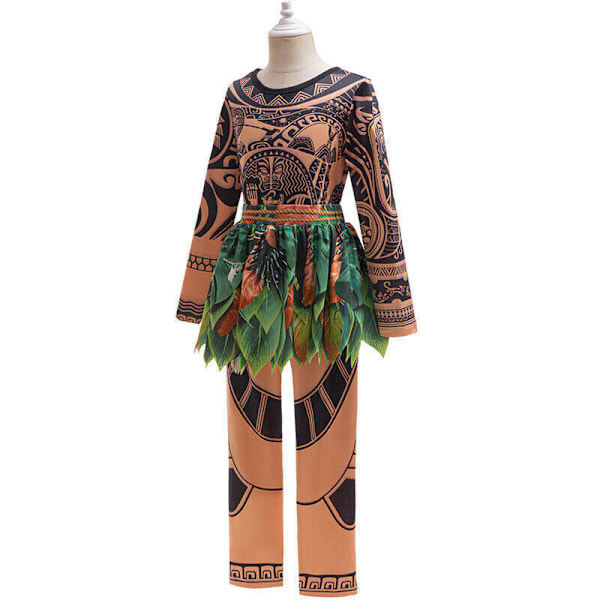 Pojkar Moana Maui Cosplay Tatuering Kostym Halloween Cosplay Maskeradkostym gt; lt;- 100cm (3-4Y)