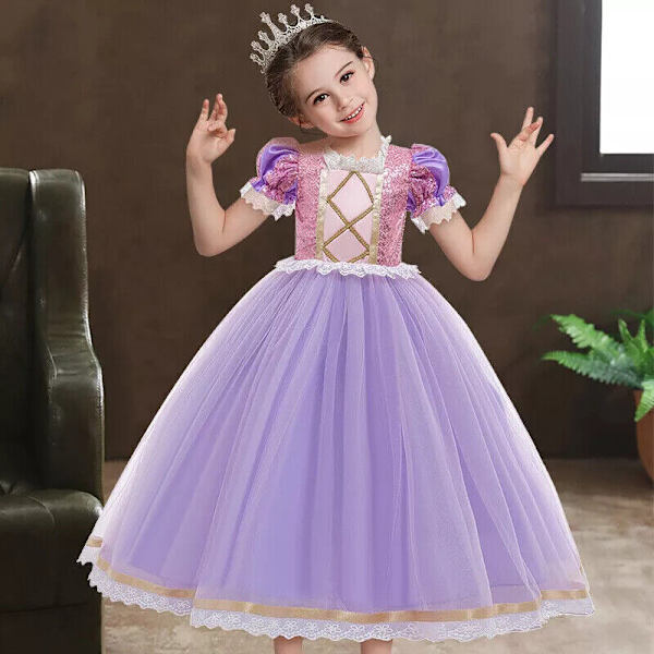 Flickor Rapunzel Sofia Prinsessa Tutu Klänning Barn Sagokostym Cosplay Party Only Braid1 One Size
