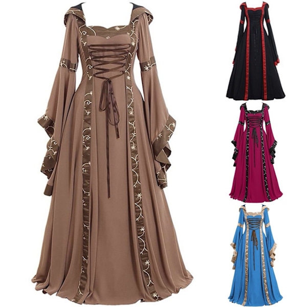 Dam Renaissance Medeltida Gotisk Häxa Kostym Maskerad Cosplay Halloween Only Stockings One Size