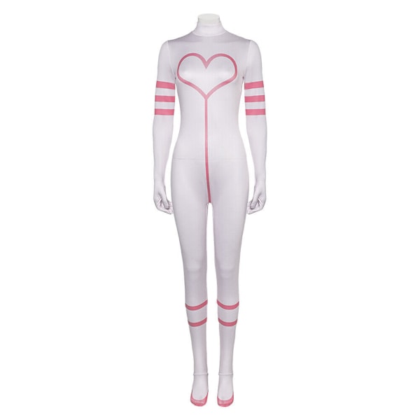 Habin Hotel Angel Dust Cosplay Vit Jumpsuit Halloween Karneval Kostym L