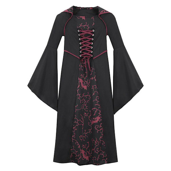 Kunglig Vampyr Cosplay Kostym Barn Maskerad Halloween Fest Flickor Drottning Häxa Wine Red 110cm(4-5 Years)
