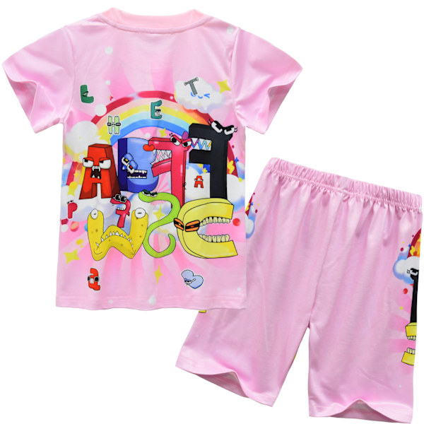 Alphabet lore Cosplay Pyjamas Set Flickor Kortärmad T-shirt+Shorts Set #91059 140cm/7-8Y