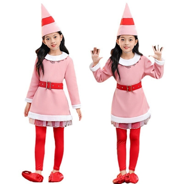 Barn Vuxna Buddy the Elf Kostym Tomtefest Cosplay Maskeradkläder~ Pink 140CM