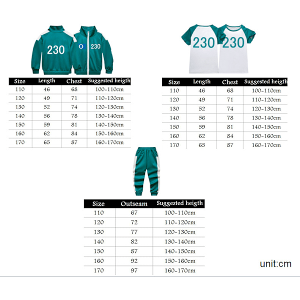 Barn Pojkar Flickor Överlevnadsspel Cosplay Uniform Tröjor Långärmade Toppar Jacka Blue #388 coat + printed T+ pants 140cm