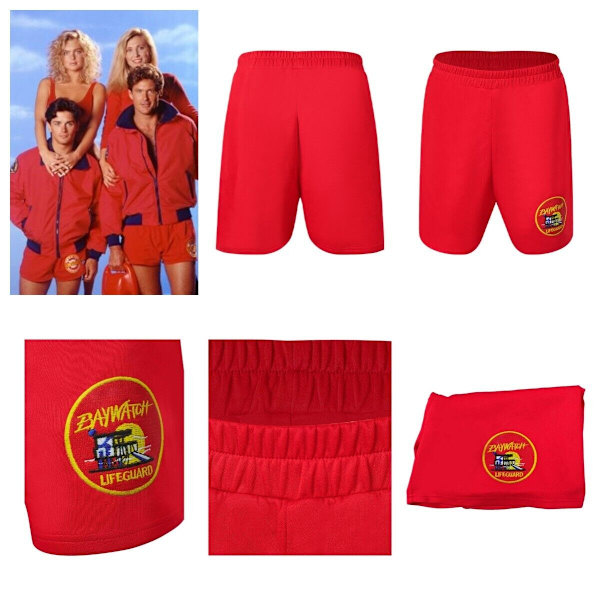 Baywatch C.J. Parker Cosplay Kostym Röda Badshorts Byxor Halloweenfest Men XL