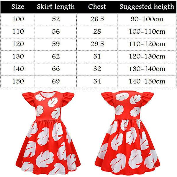 💎💎Stitch-dräkt för barn Flickor Lilo Party Cosplay Klänning Pojkar Stitch Jumpsuit NY Red 130