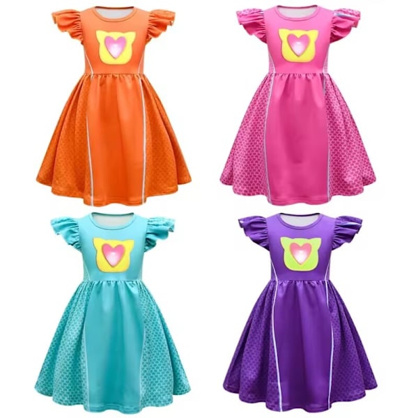 Super Kitties Barn Cosplay Klänning Flickor Prinsesskjolar Halloween Karneval Kostymer #3 dress+bag 100