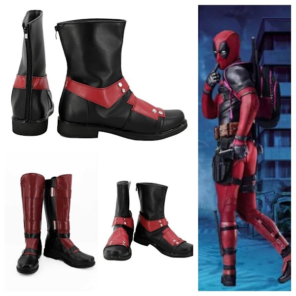 Deadpool 3 Wade Winston Cosplay PU Långa/Korta skor Stövlar Kostymtillbehör Cropped boots 9.625inc(US6 EUR38)