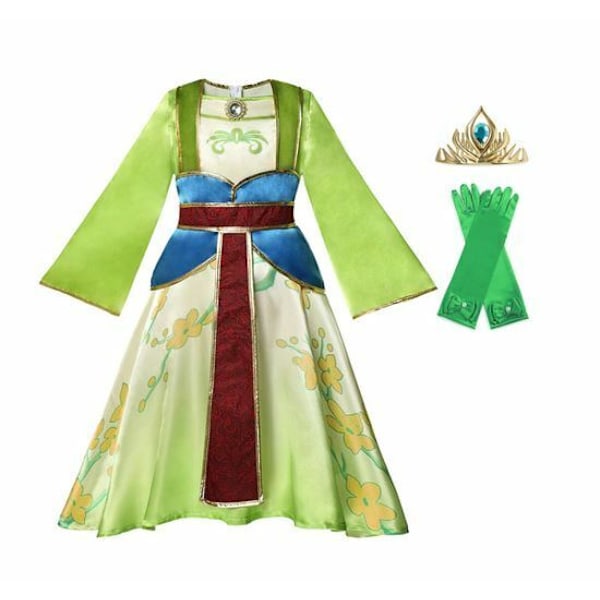NY Flickor Cosplay Prinsessa Mulan Maskeradkostym Set Mulan 4 5-6T (Size 130)