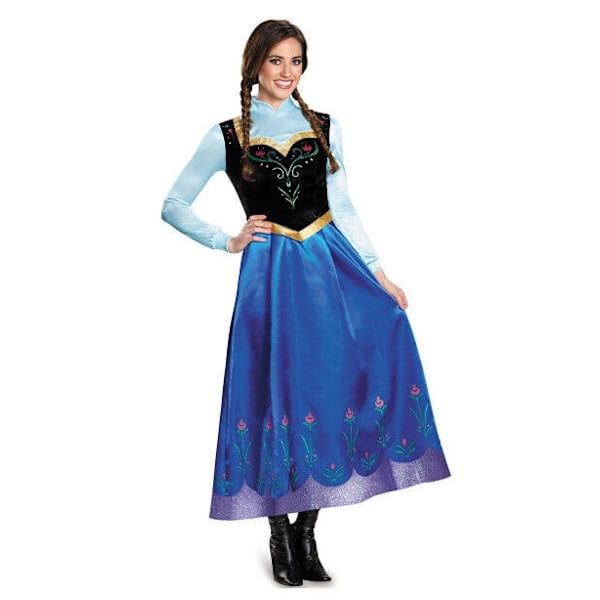 Frost Prinsessa Anna Vuxen Kostym Cosplay Maskerad Juldräkt Party Only Stockings
