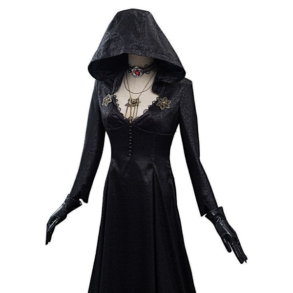 Resident Evil: Bela Dimitrescu Vampyrdam Cosplay kostym Bela Klänning+Peruk set Only Wig One Size