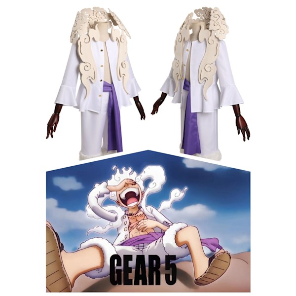 Anime One Piece Luffy Nikaform Cosplay Kostym Halloween Karneval Party Dräkt Men XL
