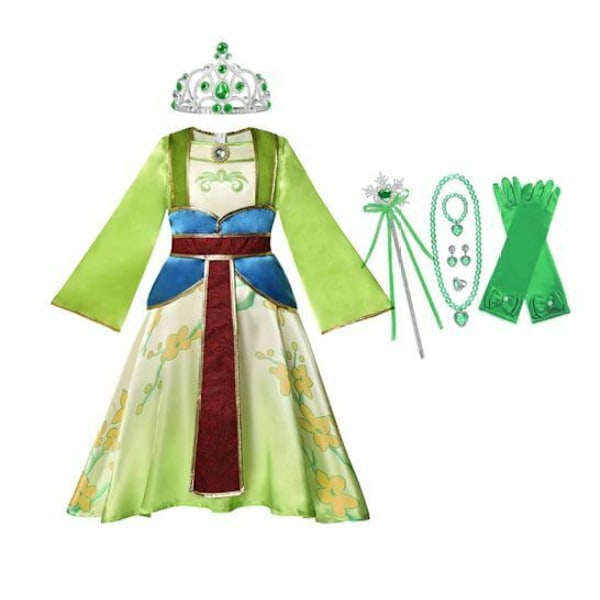 NY Flickor Cosplay Prinsessa Mulan Maskeradkostym Set Mulan 3 5-6T (Size 130)
