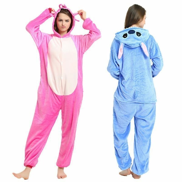 Blå Stitch Tecknad Djur Pyjamas Sovkläder Party Cosplay Kostym Barn/Vuxen A pair of socks One Size