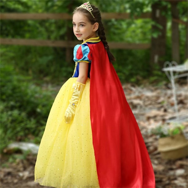 Snövit Utklädningsklänning Prinsessa Cosplay Barn Flickor Fest Kostym Outfit Bal Set D 4-5 Years(120cm)