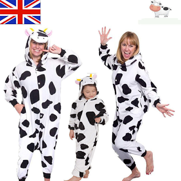 Unisex Vuxen Ko Kigurumi Djurdräkt Pyjamas Onesie Cosplay HET Kids 120CM