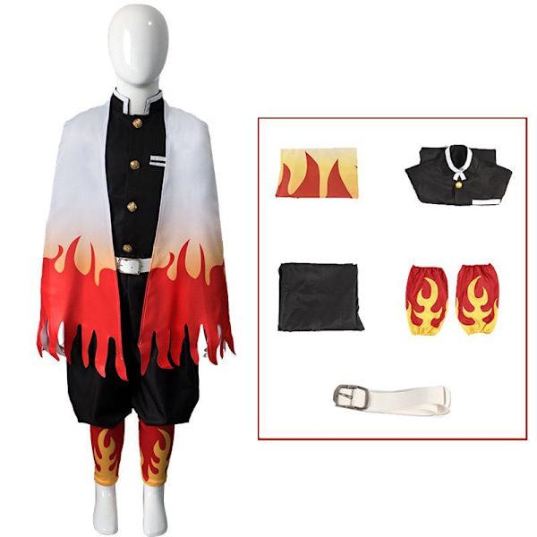 Demon Slayer Cosplay Kostym Barn Flickor Pojkar Kimetsu No Yaiba Nez o Kläder Rengoku Kyoujurou Suit 140cm