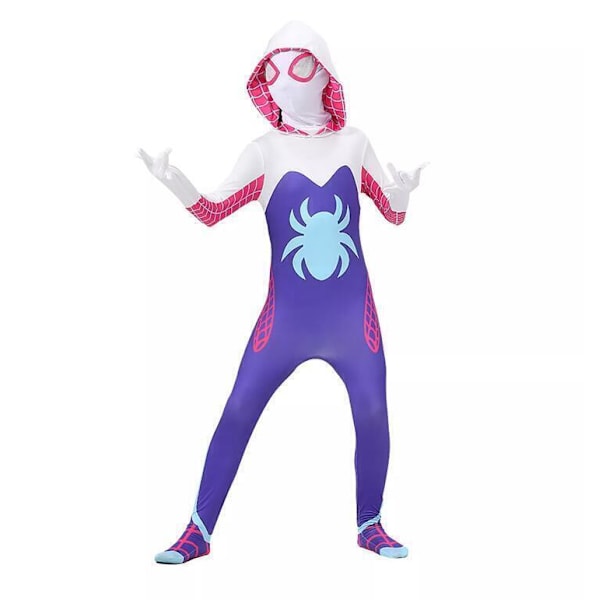 Flickor Ghost Spider Stacy Gwen Cosplay Halloween Kostym Jumpsuit Maskerad Purple Stacy 5-6 Years