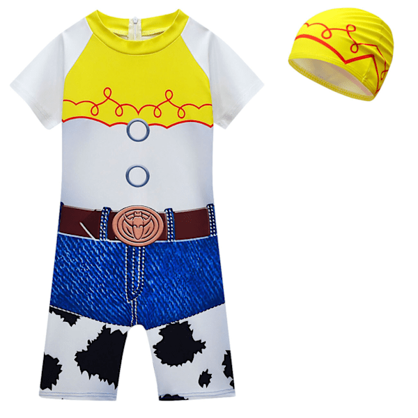 Pojke Flicka Jessie Baddräkt i Ett Stycke Cosplay Kostym Badkläder Badmössa Outfit 100/3-4Y