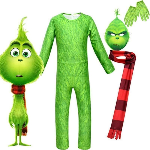 Grinchen Cosplay Kostym Barn Festival Kläder Dans Dans Ny ^^ . 1X Face mask One Size (Kids)