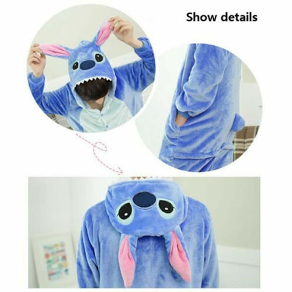 Blå Stitch Tecknad Djur Pyjamas Sovkläder Party Cosplay Kostym Barn/Vuxen A pair of socks One Size