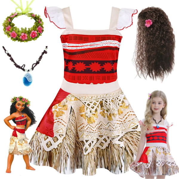 Moana Prinsessa Flickor Utklädnings Cosplay Födelsedagsfest Kostym Klänningar Only Dress 7-8 Years(120cm)