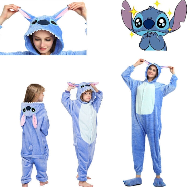 Blå Stitch-pyjamas för barn, tecknad djurdräkt, sovkläder, festdräkt, cosplay-presenter A pair of socks