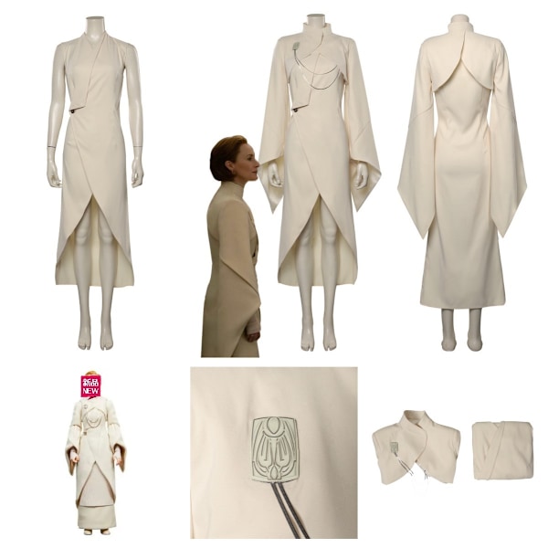 Star Wars Andor Säsong 1 Mon Mothma Cosplay Kostym Halloween Vita outfits Women L