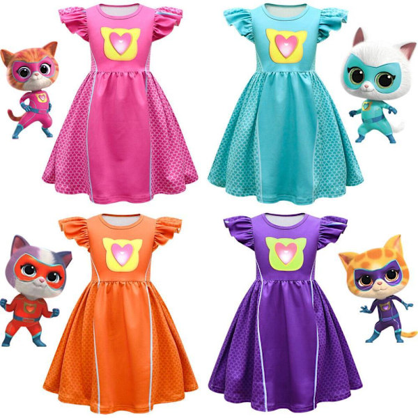 Super Kitties Barn Cosplay Klänning Flickor Prinsesskjolar Halloween Karneval Kostymer #4 dress+bag 130