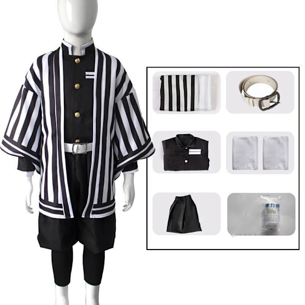 Demon Slayer Cosplay Kostym Barn Flickor Pojkar Kimetsu No Yaiba Nez o Kläder Iguro Obanai Suit 140cm