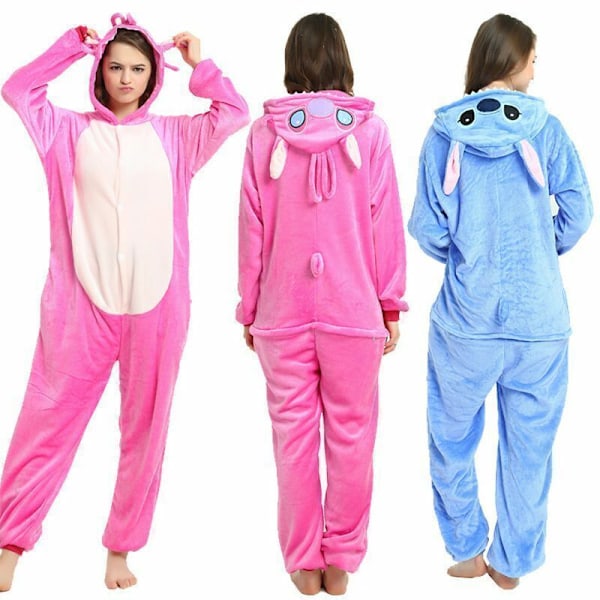 Blå Stitch Tecknad Djur Pyjamas Sovkläder Party Cosplay Kostym Barn/Vuxen A pair of socks One Size