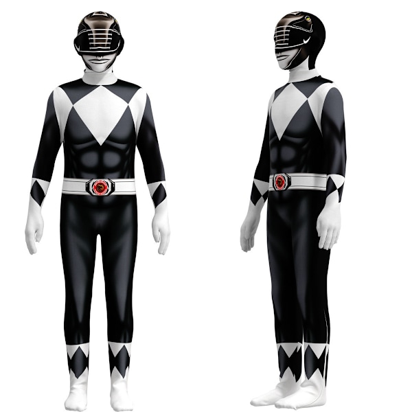 Power Ranger-dräkter för barn och vuxna, cosplay-partykostym, Halloween-födelsedagspresent black 100