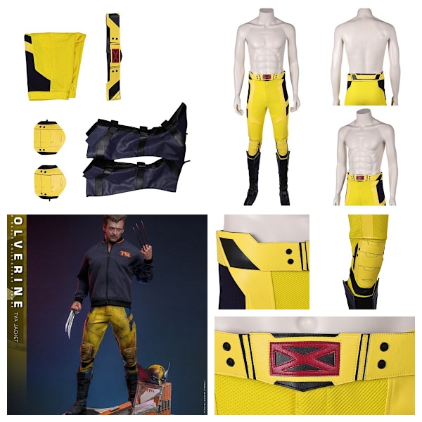 Deadpool 3 Wolverine Logan Cosplay kostym Gula byxor med knäskydd set Men M