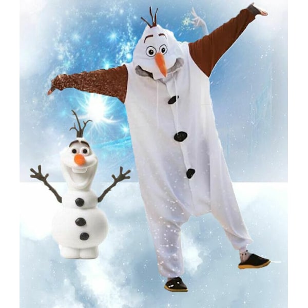 Olaf Frozen Vuxen Snögubbe Kostym Kigurumi Pyjamas Cosplay Pyjamas Maskerad S