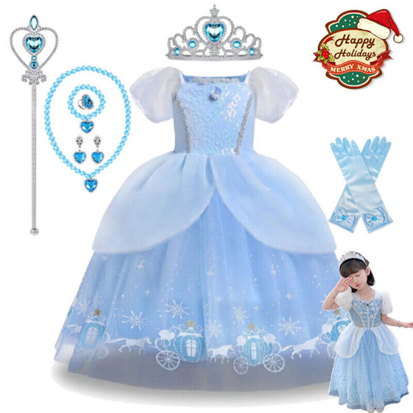 Flickor Prinsessklänning Cosplay Askungen Prinsessdräkt Maskeradklänning Jul Only Accessories 3pcs One Size