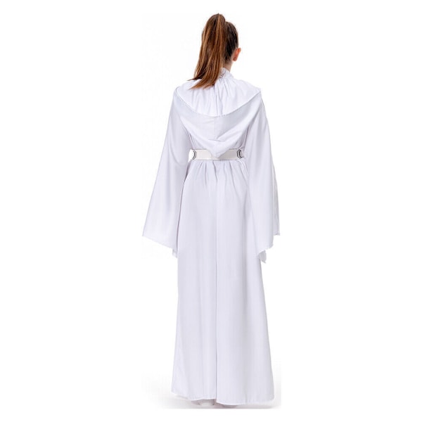 Star Wars: Prinsessan Leia Cosplay Kostym Klänning Bälte Peruk Halloween party komplett set Dress+Wig XL