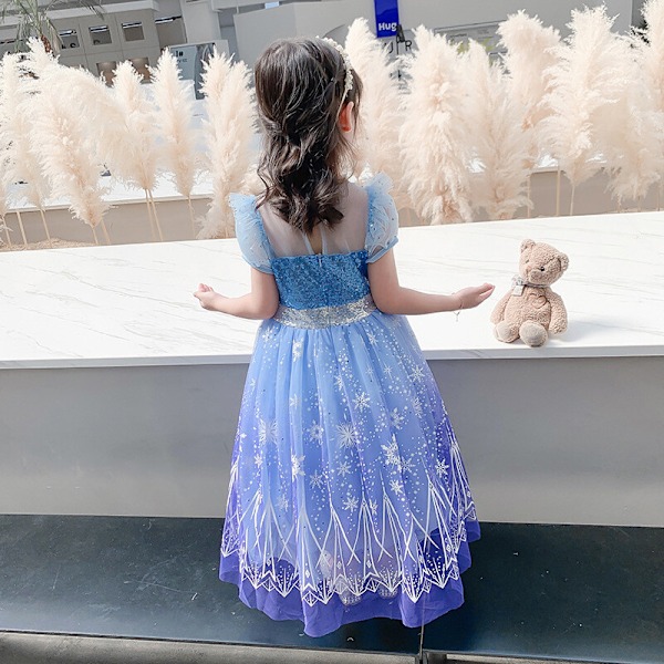 Flickor Barn Elsa Prinsessa Utklädnad Cosplay Kostym Barn Kalas Födelsedag Only Dress 3-4 Years(100cm)
