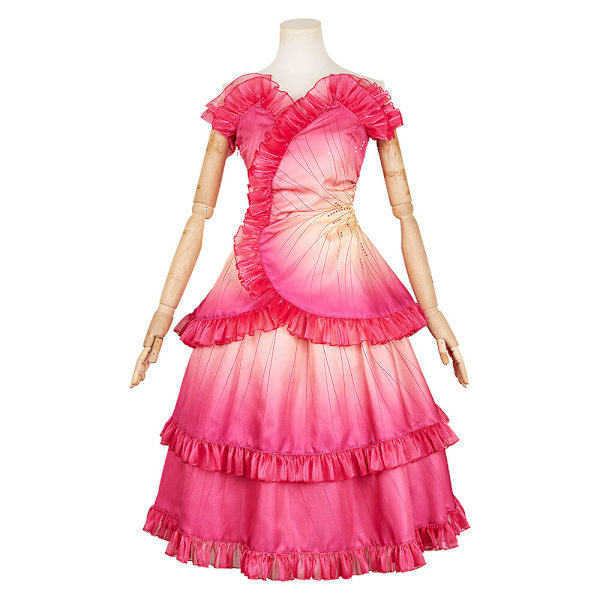 Glinda Cosplay Kostym Ond Glinda Förklädnad Fest Ros-tryckt Klänning Women M