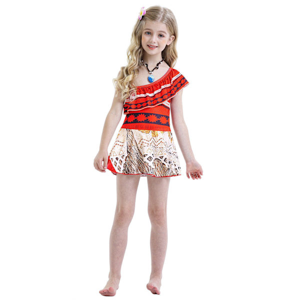 Barnkostym Moana Prinsessa Flickor Cosplay Maskeradklänning Halsband Uppsättningar !^ . Dress+Accessories 3-4 Years(100cm)