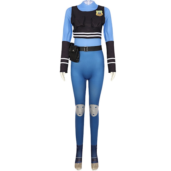 Zootopia Kanin Polis Judy Hopps Cosplay Anime Kostym Uniform Halloweenfest Judy jumpsuit adult+jacket L